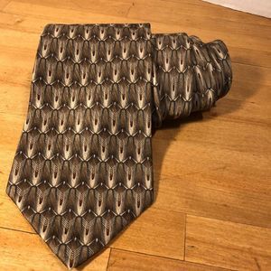 Stafford Imported Silk Men's Tie Brown Gold Grey Cream Colors